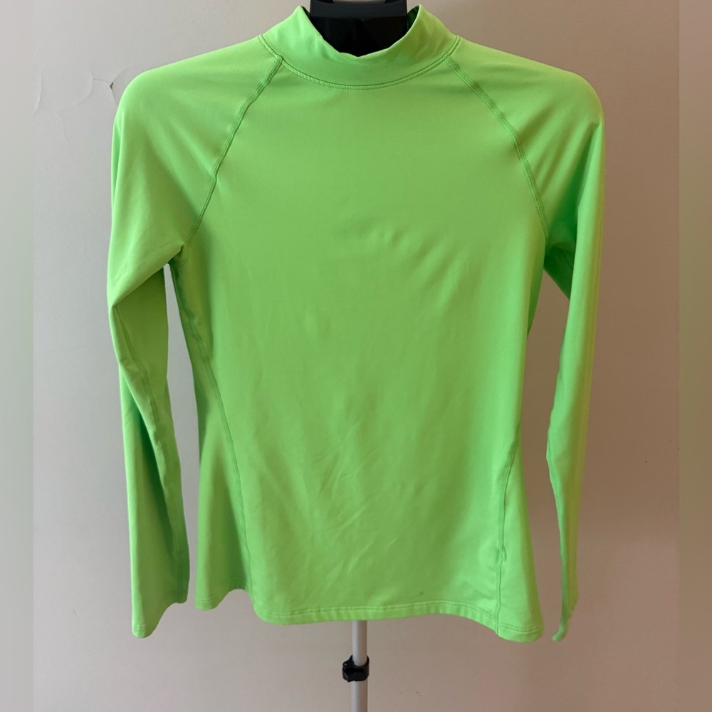 Zenigo Women’s Lime Green Mock Neck Ski Top With Fuzzy Lining Size Medium